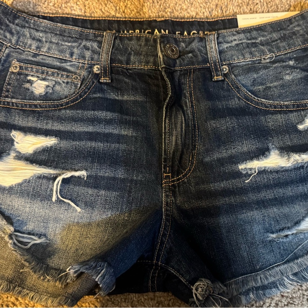 American Eagle Outfitters Blue Denim distressed Jean shorts Tomgirl shortie
